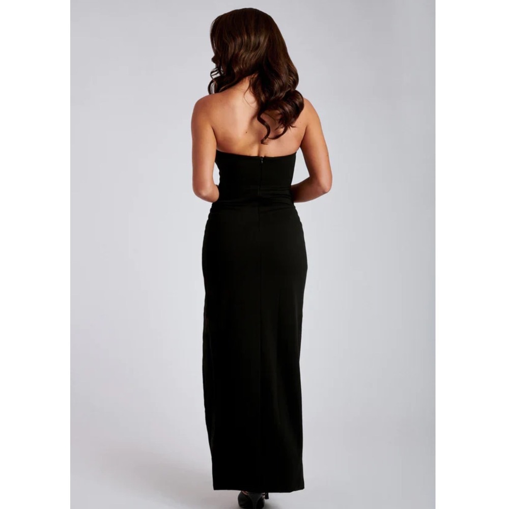 Meshki Rachel Black Strapless Column Maxi Dress Crepe Gown Sz XS NWT